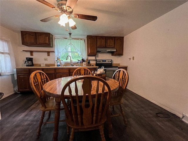 141 Minich Rd, Center Twp But, PA 16001 - dining area with dark wood-type flooring, ceiling fan, and baseboards