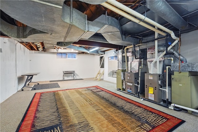 107 Belmont Cir, Uniontown, PA 15401 - below grade area featuring carpet floors and heating unit