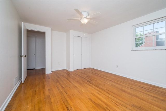 2443 Rose Garden Rd, Banksville/Westwood, PA 15220 - unfurnished bedroom featuring baseboards, light wood-type flooring, a closet, and ceiling fan