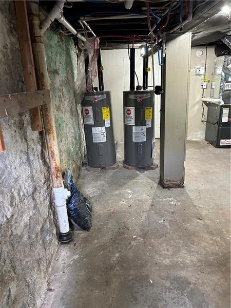 1015 Gerritt St, Homewood-Brushton, PA 15208 - unfinished below grade area with electric water heater and heating unit