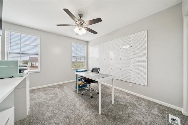 11572 Salerno Dr, North Huntingdon, PA 15642 - carpeted office featuring baseboards and a ceiling fan
