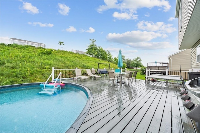 11572 Salerno Dr, North Huntingdon, PA 15642 - outdoor pool featuring a wooden deck and outdoor dining area