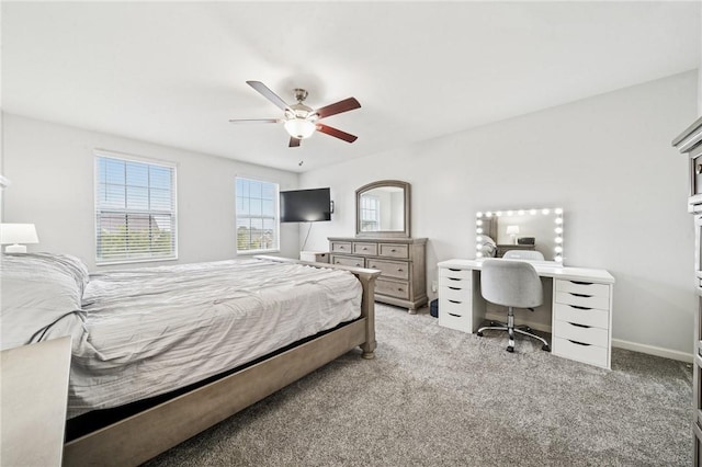11572 Salerno Dr, North Huntingdon, PA 15642 - carpeted bedroom featuring ceiling fan, baseboards, and an office area