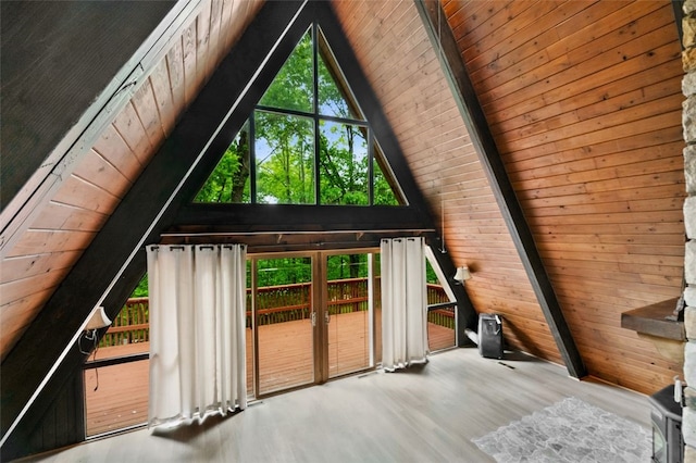 798 Cross Creek Rd, Avella, PA 15021 - interior space with wood ceiling with exposed beams and wood finished floors