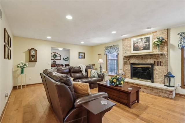 108 Covington Dr, Center Twp, PA 16001 - living room featuring light wood-style flooring, a fireplace, recessed lighting, and baseboards