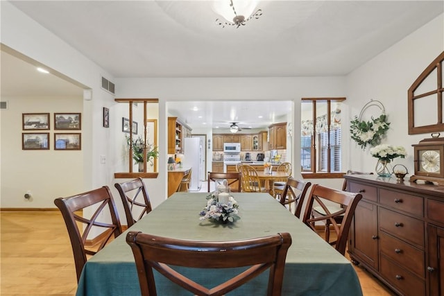 108 Covington Dr, Center Twp, PA 16001 - dining area featuring light wood-style floors, recessed lighting, and a ceiling fan