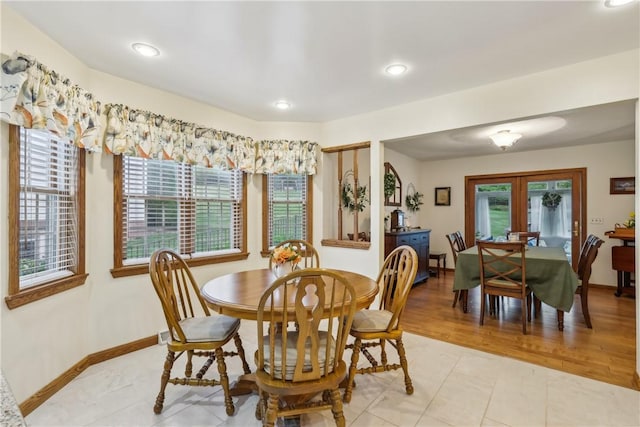 108 Covington Dr, Center Twp, PA 16001 - dining room featuring healthy amount of natural light, baseboards, french doors, recessed lighting, and light tile patterned floors