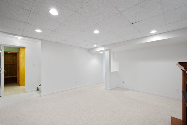 821 Kingston Dr, South Fayette, PA 15057 - finished below grade area with recessed lighting, carpet floors, baseboards, and a paneled ceiling