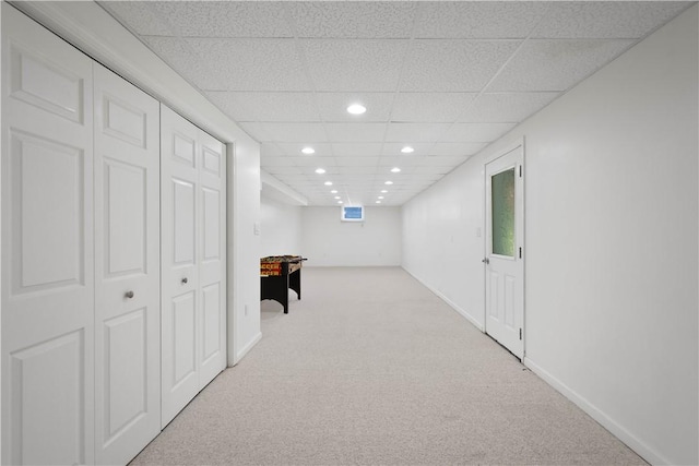 821 Kingston Dr, South Fayette, PA 15057 - hallway with carpet, recessed lighting, a drop ceiling, and baseboards