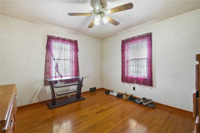 1007 High St, Luzerne Twp, PA 15417 - unfurnished room featuring wood finished floors, ceiling fan, and baseboards
