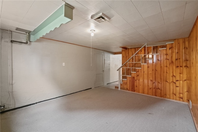 1007 High St, Luzerne Twp, PA 15417 - finished basement featuring stairs and wood walls
