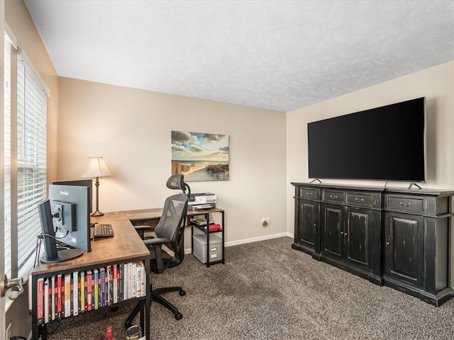 8045 Maureen Dr, Cranberry Twp, PA 16066 - office area with carpet floors, baseboards, and a textured ceiling