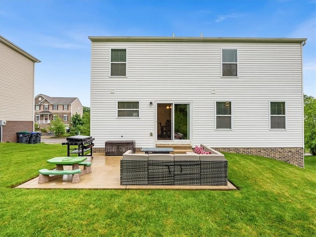 8045 Maureen Dr, Cranberry Twp, PA 16066 - back of house with an outdoor living space, a patio area, and a lawn