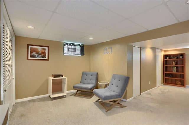 2114 Swallow Hill Rd, Scott Twp Sal, PA 15220 - sitting room with carpet, a drop ceiling, baseboards, and recessed lighting
