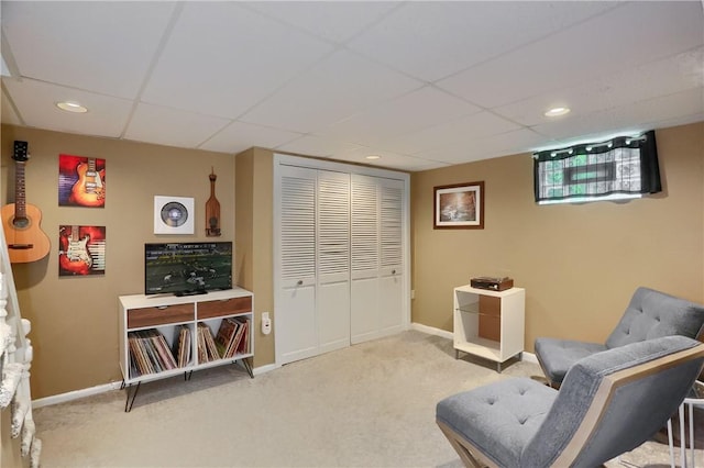 2114 Swallow Hill Rd, Scott Twp Sal, PA 15220 - sitting room with carpet floors, recessed lighting, baseboards, and a paneled ceiling