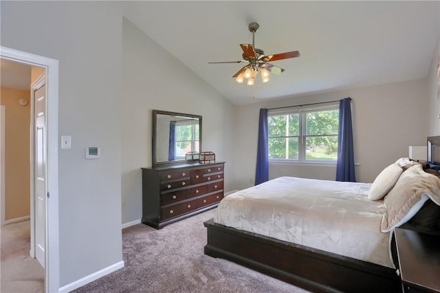 2114 Swallow Hill Rd, Scott Twp Sal, PA 15220 - carpeted bedroom with vaulted ceiling, baseboards, and ceiling fan
