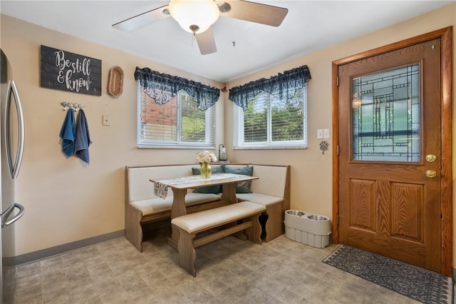 418 Lawnwood Ave, Brentwood, PA 15227 - dining area featuring ceiling fan and baseboards