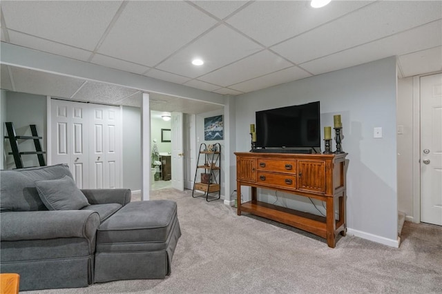 418 Lawnwood Ave, Brentwood, PA 15227 - carpeted living room featuring baseboards and a drop ceiling