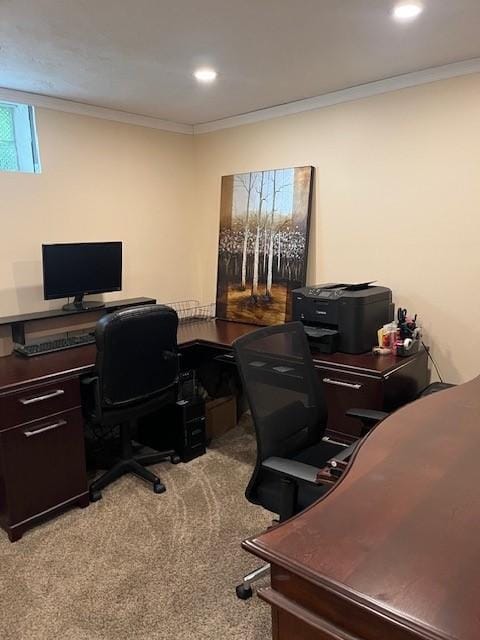 102 Rose Ave, Ross Twp, PA 15229 - office space featuring crown molding, light colored carpet, and recessed lighting