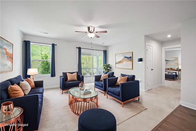 339 Nelson Dr, Monroeville, PA 15146 - living area featuring baseboards, a ceiling fan, recessed lighting, and wood finished floors