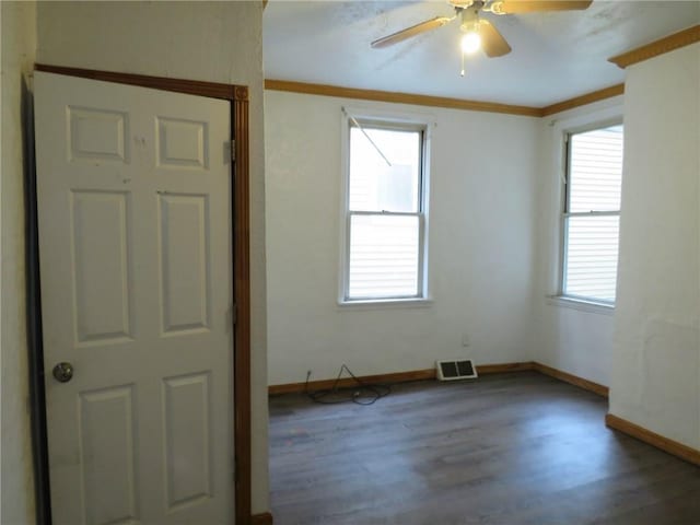 3921 Portman Ave, Observatory Hill, PA 15214 - unfurnished room featuring wood finished floors, ornamental molding, and ceiling fan