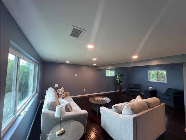 1601 Burchfield Rd, Shaler, PA 15101 - cinema room featuring recessed lighting, dark wood-style flooring, and baseboards