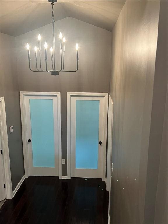 1601 Burchfield Rd, Shaler, PA 15101 - entrance foyer featuring dark wood-type flooring, a chandelier, and lofted ceiling