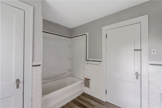 122 Margaret St, Mount Oliver, PA 15210 - full bathroom with tile walls, wood finished floors, and wainscoting
