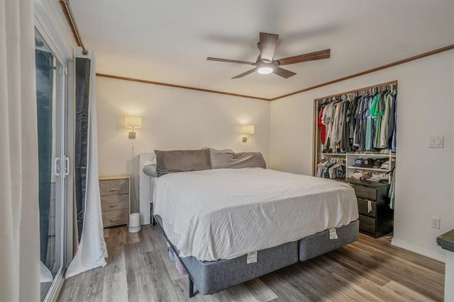 1382 Great Oak Dr, Scott Twp Sal, PA 15220 - bedroom featuring wood finished floors, a ceiling fan, baseboards, and ornamental molding