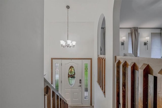1382 Great Oak Dr, Scott Twp Sal, PA 15220 - entryway featuring a high ceiling, a chandelier, and arched walkways