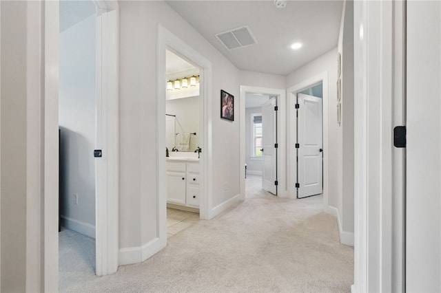 5023 Kensington Dr, Cecil, PA 15317 - corridor featuring light colored carpet, baseboards, and recessed lighting