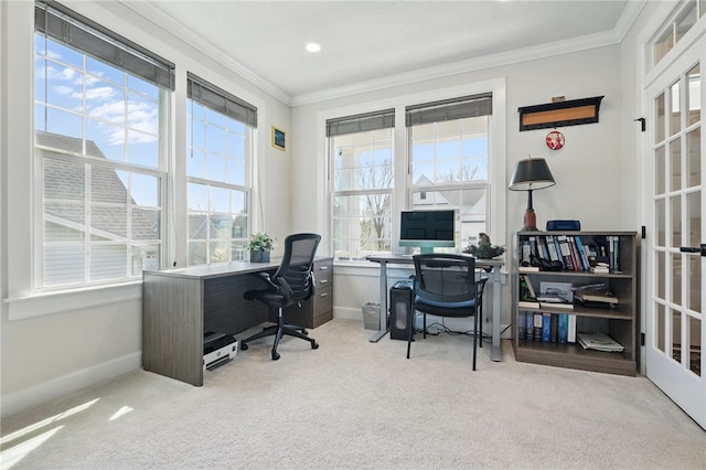 5023 Kensington Dr, Cecil, PA 15317 - home office featuring ornamental molding, carpet flooring, and baseboards