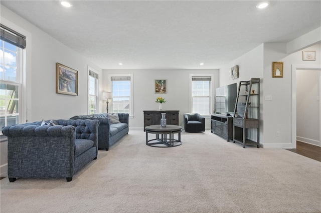 5023 Kensington Dr, Cecil, PA 15317 - living area with carpet flooring, recessed lighting, and baseboards