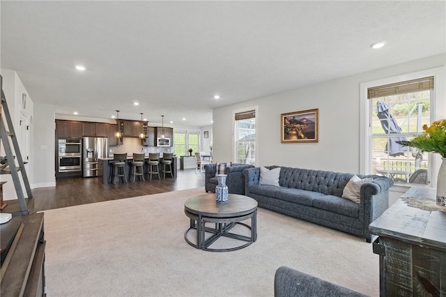 5023 Kensington Dr, Cecil, PA 15317 - living room with dark wood-type flooring and recessed lighting