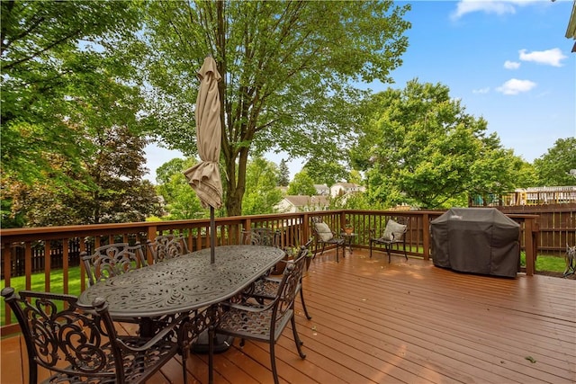 401 Pebble Creek Dr, Cranberry Twp, PA 16066 - wooden terrace with a grill and outdoor dining area