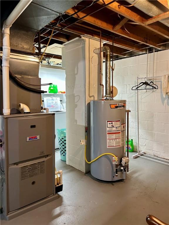 5936 Leprechaun Dr, Bethel Park, PA 15102 - utility room featuring gas water heater and washer / clothes dryer