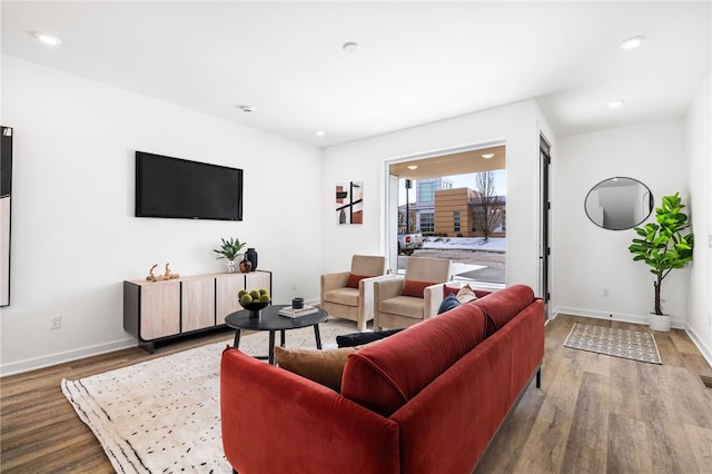 2127 Rose St, Hill District, PA 15219 - living area featuring wood finished floors, baseboards, and recessed lighting