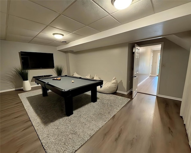 124 Hillvue Dr, Seven Fields Boro, PA 16046 - game room featuring pool table, wood finished floors, and a paneled ceiling