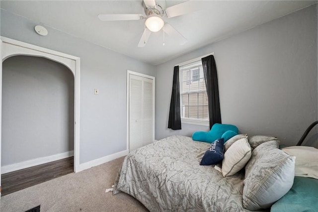 1204 Scorer St, Lincoln Place, PA 15207 - bedroom featuring a closet, carpet floors, baseboards, and ceiling fan