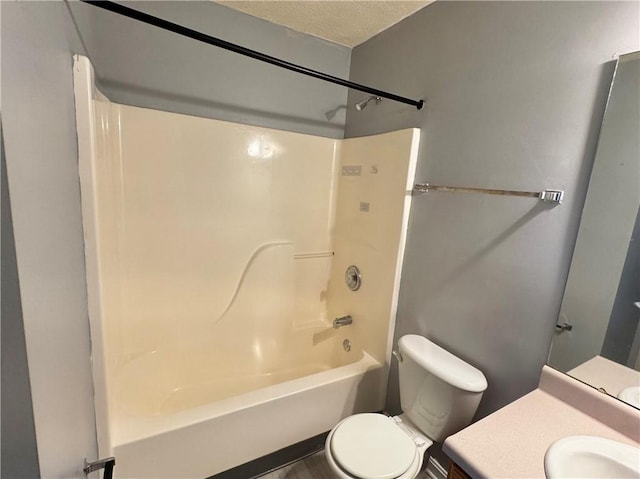 123 Pine Creek Dr, Peters Twp, PA 15367 - full bath with vanity, shower / bathtub combination, toilet, and a textured ceiling