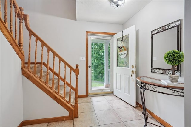 565 Leeper Rd, Green Twp, PA 15043 - entryway featuring baseboards, stairway, and light tile patterned flooring
