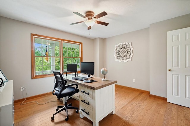 565 Leeper Rd, Green Twp, PA 15043 - office area with a ceiling fan, light wood-type flooring, and baseboards
