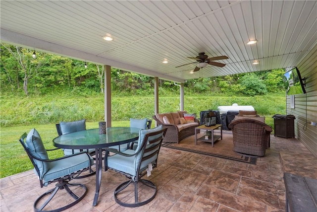 565 Leeper Rd, Green Twp, PA 15043 - view of patio with an outdoor living space, outdoor dining area, and ceiling fan