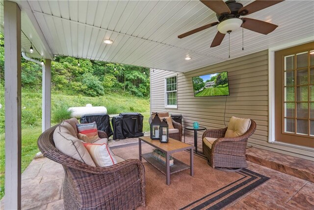 565 Leeper Rd, Green Twp, PA 15043 - view of patio / terrace featuring an outdoor hangout area and ceiling fan