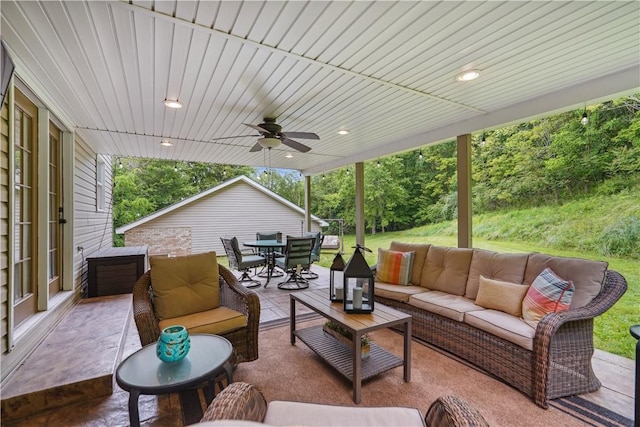 565 Leeper Rd, Green Twp, PA 15043 - view of patio featuring an outdoor hangout area, outdoor dining area, and ceiling fan