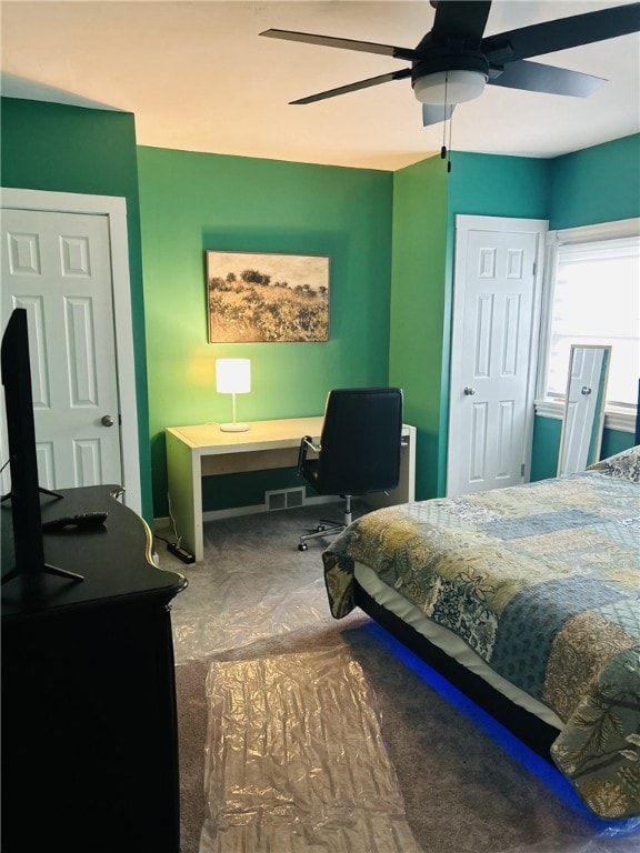 4236 Haldane St, Greenfield, PA 15207 - bedroom featuring carpet floors, a desk, a ceiling fan, and baseboards