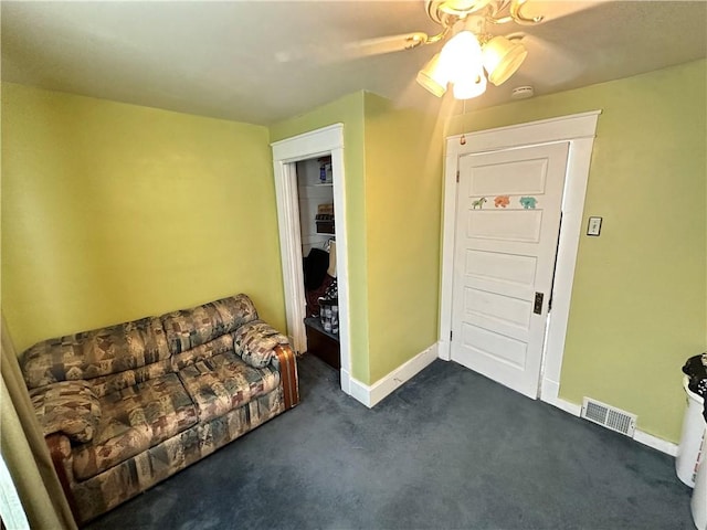 1308 Main St, Aliquippa, PA 15001 - sitting room with dark carpet, baseboards, and ceiling fan