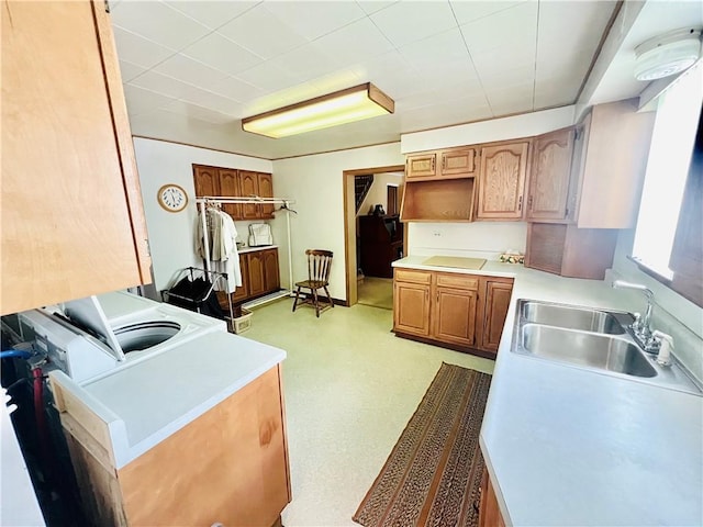 1129 1st St, Redstone Twp, PA 15442 - kitchen with cooktop, a sink, and light countertops