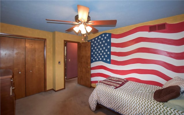 105 Janice Ln, Saxonburg, PA 16056 - carpeted bedroom featuring a closet and a ceiling fan