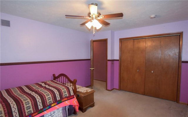 105 Janice Ln, Saxonburg, PA 16056 - bedroom featuring light colored carpet, a closet, and ceiling fan